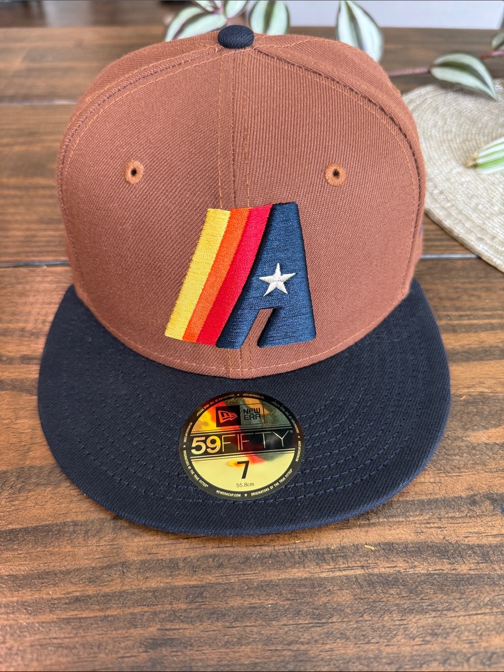 New Era Flat Bill Astros 59FIFTY Fitted Hat with Multicolor 'A'